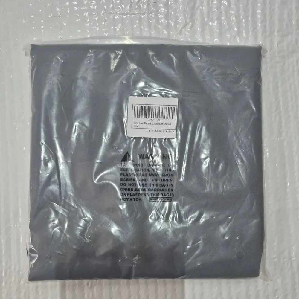 Home Queen Charcoal Rod Pocket Microfiber Blackout Curtain Tiers 26W